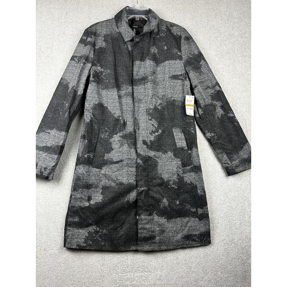 Alfani Coat Mens Small Grey Black Patterned Long Parka Jacket Full Zip NWT $159 - Picture 1 of 9